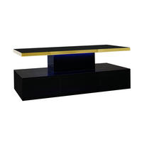 COUCHTISCH in Hochglanz mit LED-Beleuchtung - Schwarz, Holzwerkstoff (50/100/38.5cm) - Urban Meuble