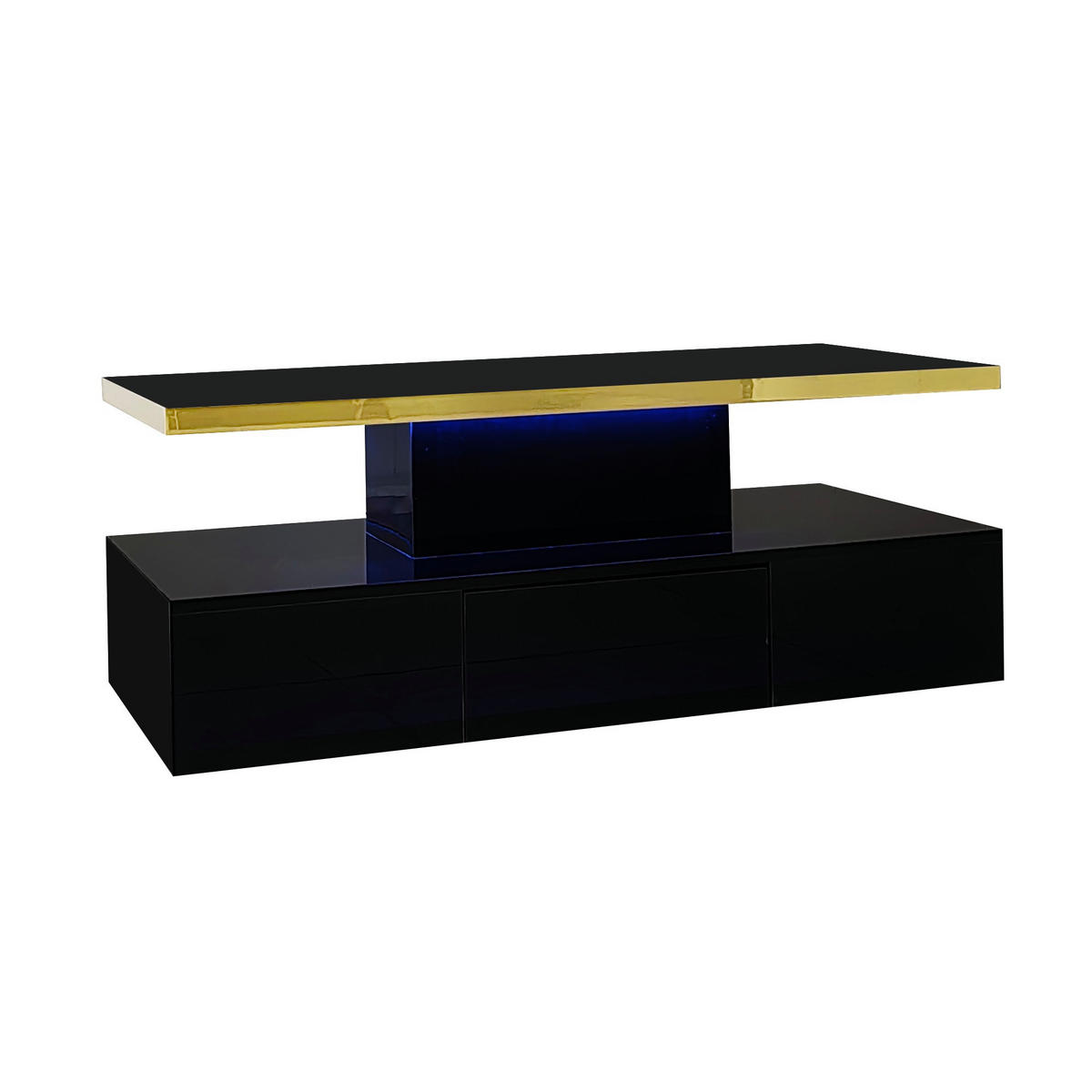 COUCHTISCH in Hochglanz mit LED-Beleuchtung - Schwarz, Holzwerkstoff (50/100/38.5cm) - Urban Meuble