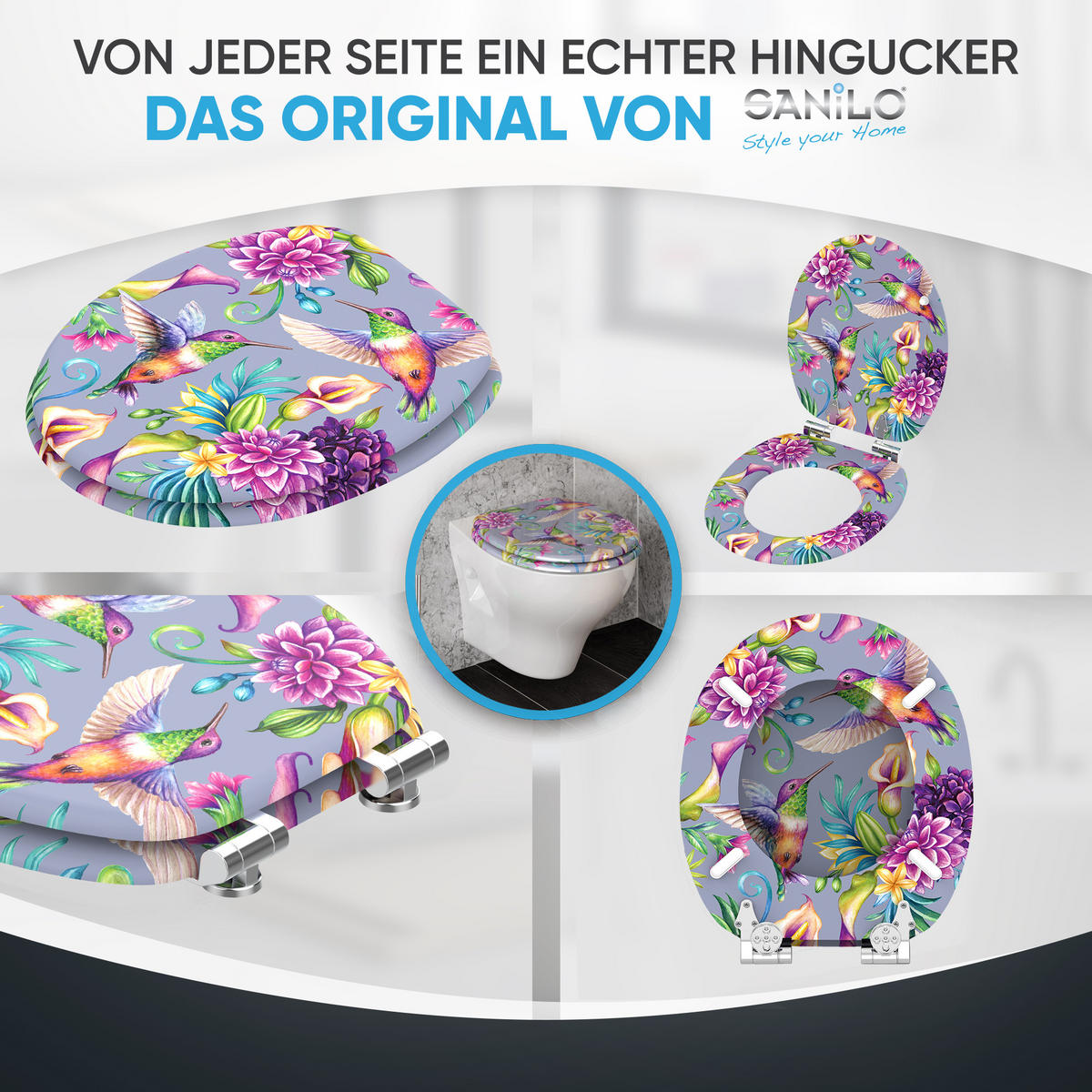 WC-SITZ mit Absenkautomatik Kolibri - Violett, Holzwerkstoff (38/6/47cm) - Sanilo