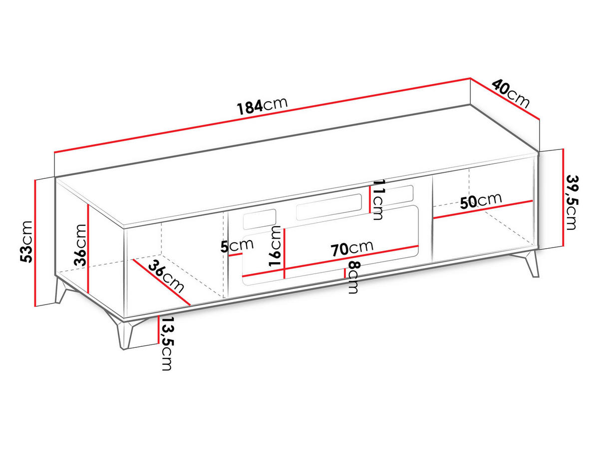 TV-LOWBOARD Xylx 2D EF mit Elektrische Kamin - Beige/Goldfarben, Holzwerkstoff/Metall (184/53/40cm) - MIRJAN24