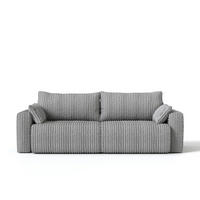 SOFA Kola mit Bettkasten und Schlaffunktion, Cordstoff - Hellgrau, Holzwerkstoff (244/85/95cm) - 4ALL HOME