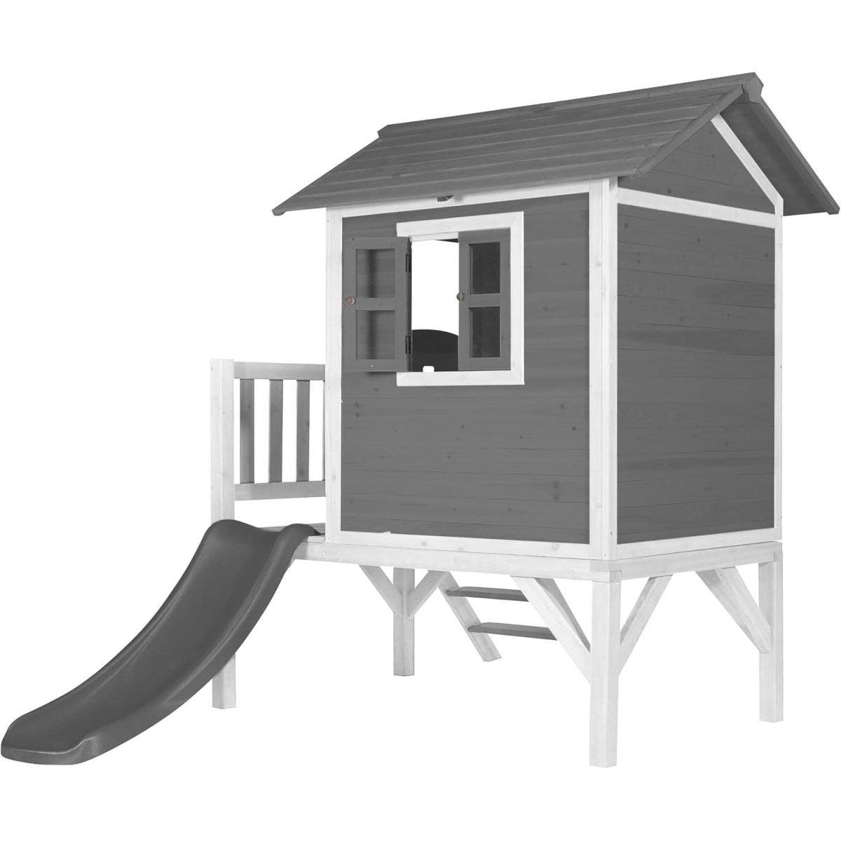 SPIELHAUS Lodge XL, kühles Grau, graue Rutsche - Grau, Holz (240/189/167cm) - Axi House