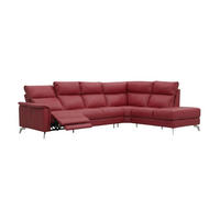 ECKSOFA Borea Echtleder mit 1 x Relaxfunktion Rot - Rot, Leder/Metall (310/220cm)
