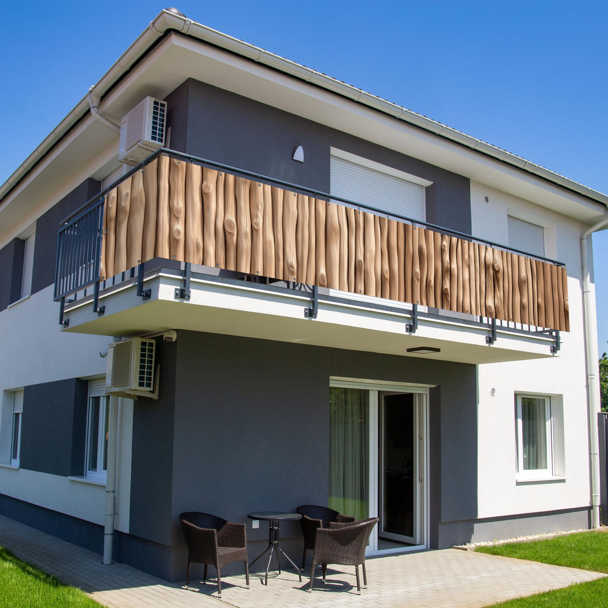BALKON-SICHTSCHUTZ Holz - Stiel - Hellbraun - Ahornfarben, Kunststoff (500/90cm) - MuchoWow