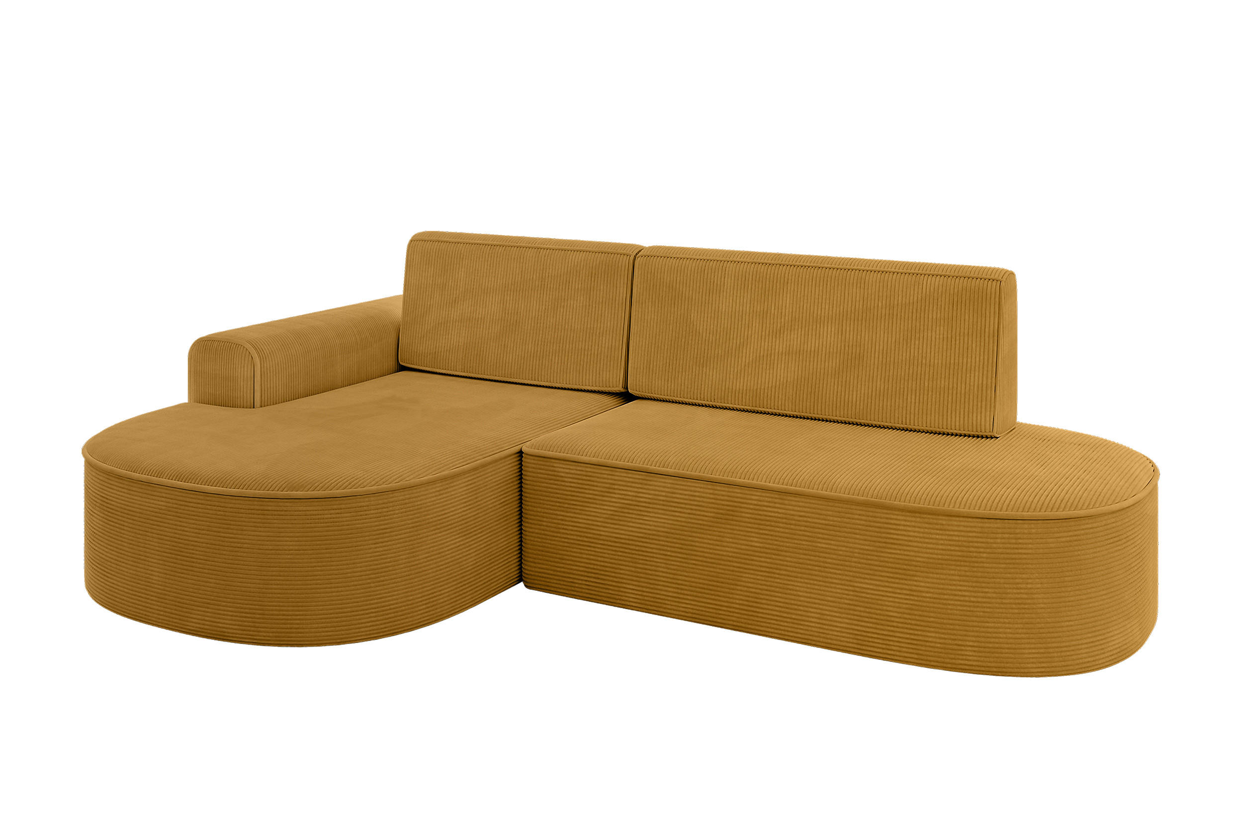 ECKSOFA mit Schlaffunktion und Bettkasten Ottomane Links MARI-L1-S - 283x167x85 cm Senfgelb Cord - Gelb/Schwarz, Holzwerkstoff/Kunststoff (283/167cm) - ALTDECOR