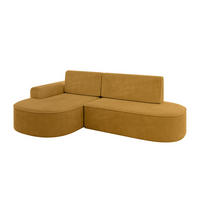 ECKSOFA mit Schlaffunktion und Bettkasten Ottomane Links MARI-L1-S - 283x167x85 cm Senfgelb Cord - Gelb/Schwarz, Holzwerkstoff/Kunststoff (283/167cm) - ALTDECOR