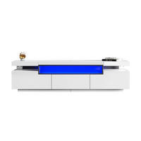 TV-LOWBOARD aus Spanplatte 160x39x42 cm Weiß mit LED-Beleuchtung und 3 Schubladen - Weiß, Holzwerkstoff (160/42/39cm) - IVMEU
