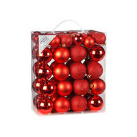 LAALU CHRISTBAUMKUGEL-SET 50 Stück: Ornamente rund rot mix 4 und 6 cm - Rot, Kunststoff (0.01/1/0.01cm) - LAALU