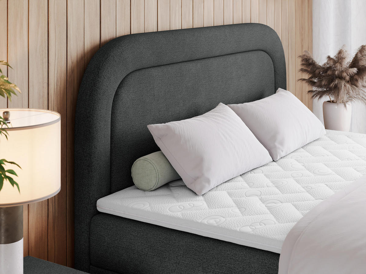 BOXBETT EIRA 160/200 Dunkelgrau Struktur - H4 - Dunkelgrau/Silberfarben, Holz/Textil (160/200cm) - MKS