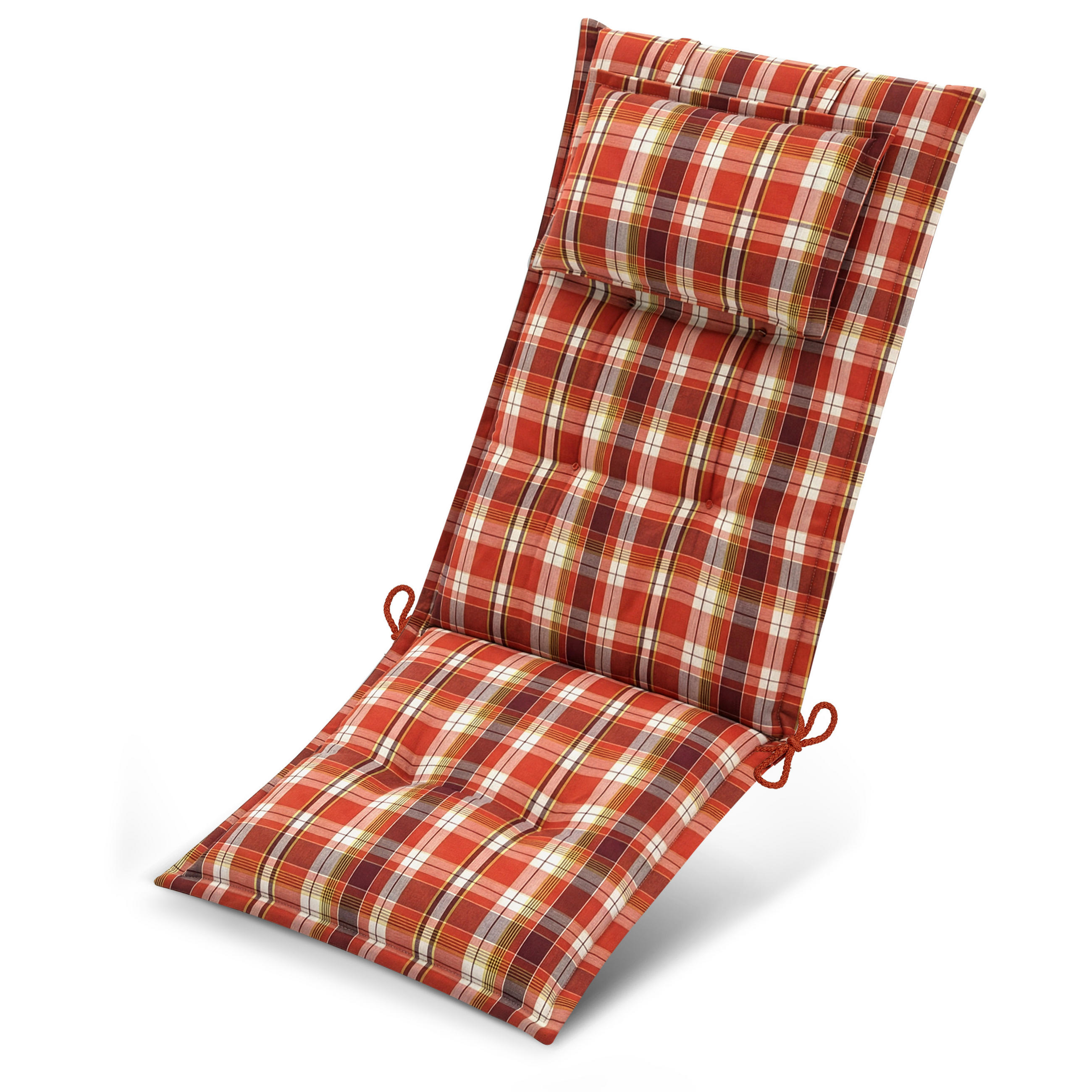 HOCHLEHNERAUFLAGEN Highlux HL 120x52x7cm Orange-Rot-Grün-Kariert - Multicolor, Textil (52/7/120cm) - Beautissu 