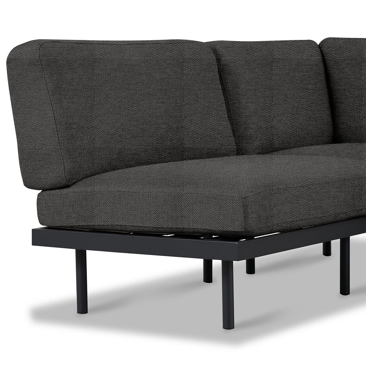 OUTDOOR-ECKSOFA - Schwarz, Textil/Metall (172/80/186cm) - home24