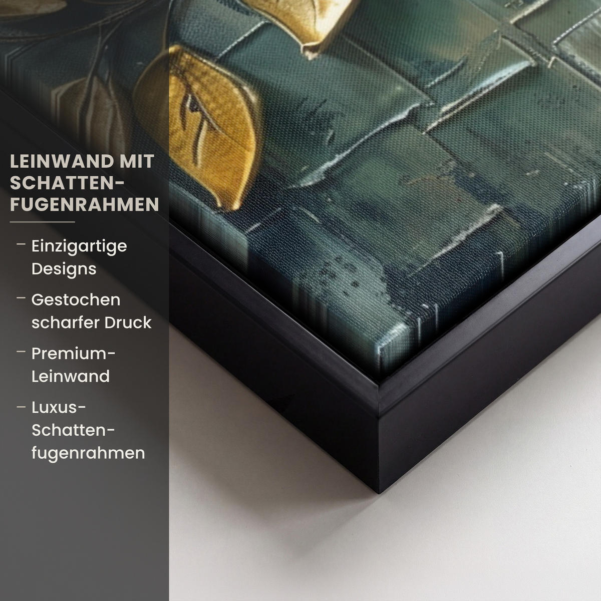 LEINWAND Bilder mit Rahmen - Baum - Abstrakt - Natur - Kunst - 70x50 - Goldfarben, Textil (70/50cm) - MuchoWow