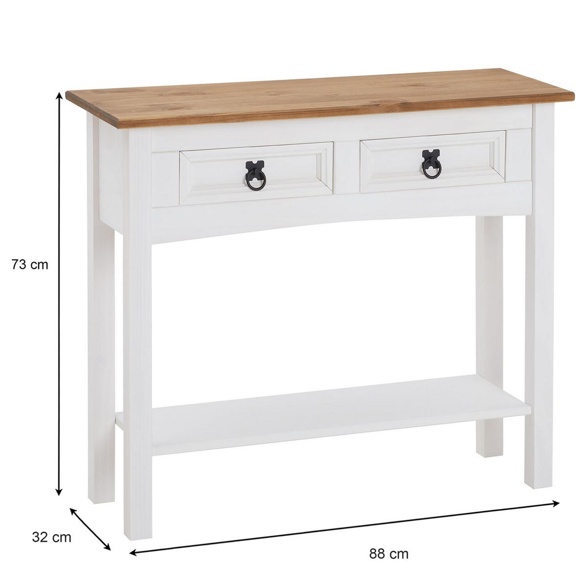 KONSOLENTISCH CAMPO - Weiß/Braun, Holz (32/88/73cm) - CARO-Möbel