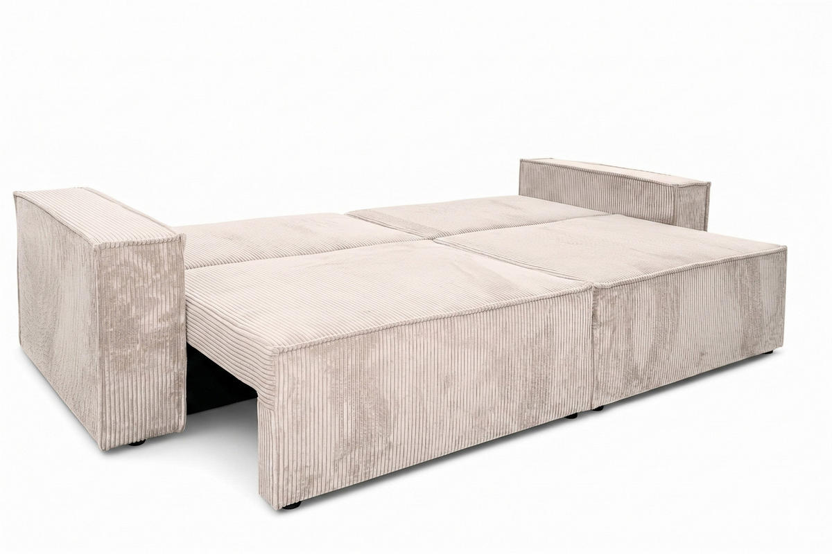 SOFA Mit Schlaffunktion Und Bettkasten, Cordstoff Poso, Beige, BEST SCORNER - Creme, Holz (245/83/90cm) - Kaiser Möbel