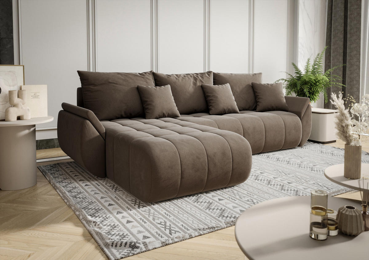 ECKSOFA mit Schlaffunktion TOKYO L Monolith 09 Links - Braun, Textil (280/185cm) - Bedante