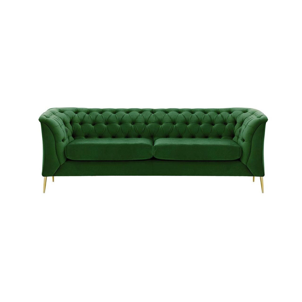 2,5-SITZER-SOFA Chesterfield Modern-Velluto 10 - Grün, Holz/Textil (209/74/80cm)