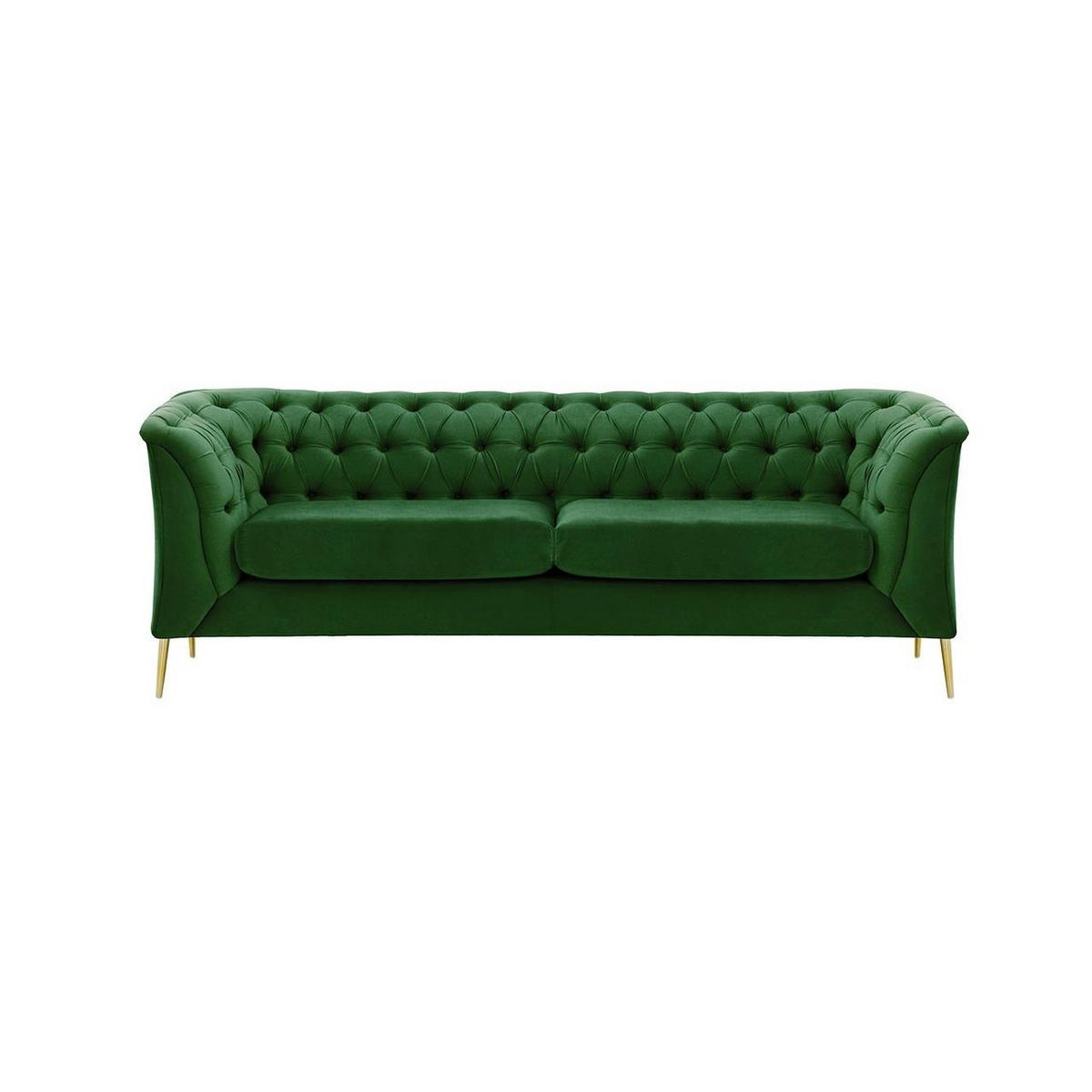 2,5-SITZER-SOFA Chesterfield Modern-Velluto 10 - Grün, Holz/Textil (209/74/80cm)