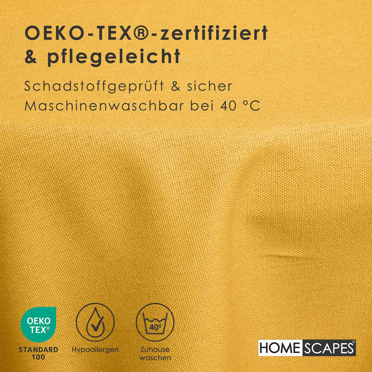 TISCHDECKE senfgelb rund 178 cm, 100% Baumwolle - Dunkelgelb, Textil (178/178cm) - Homescapes