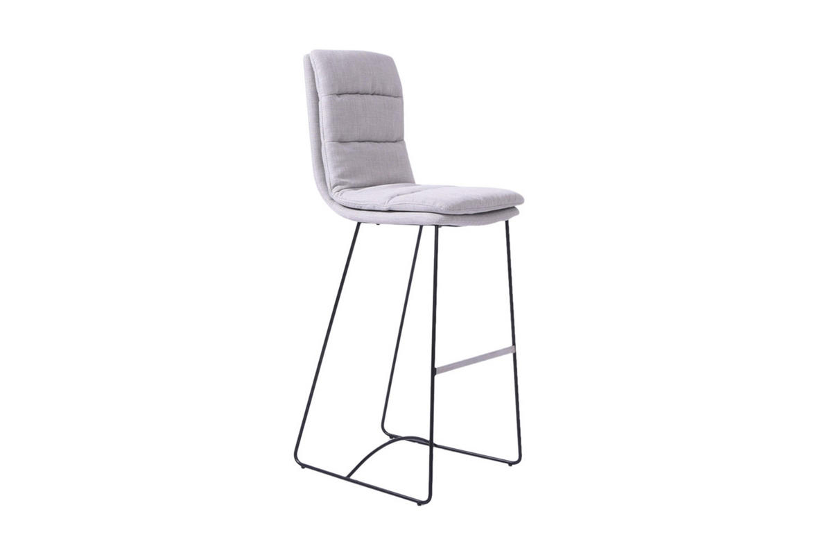 BARHOCKER VINCE Hellgrau Webstoff - Hellgrau, Textil (46/121/58cm) - KAWOLA