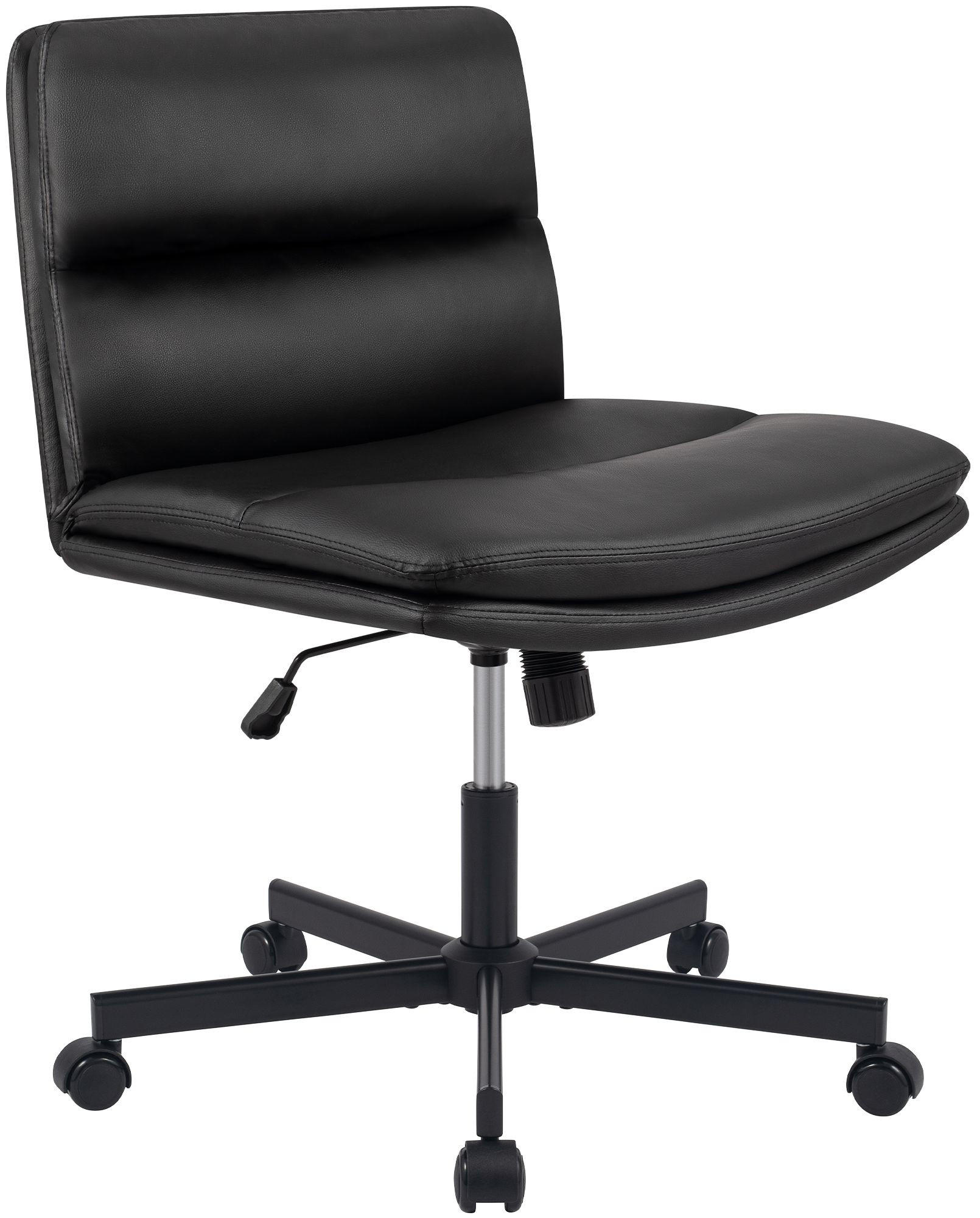 DREHSTUHL Lederlook Schwarz - Schwarz, Textil/Metall (62/83/72cm) - CLP