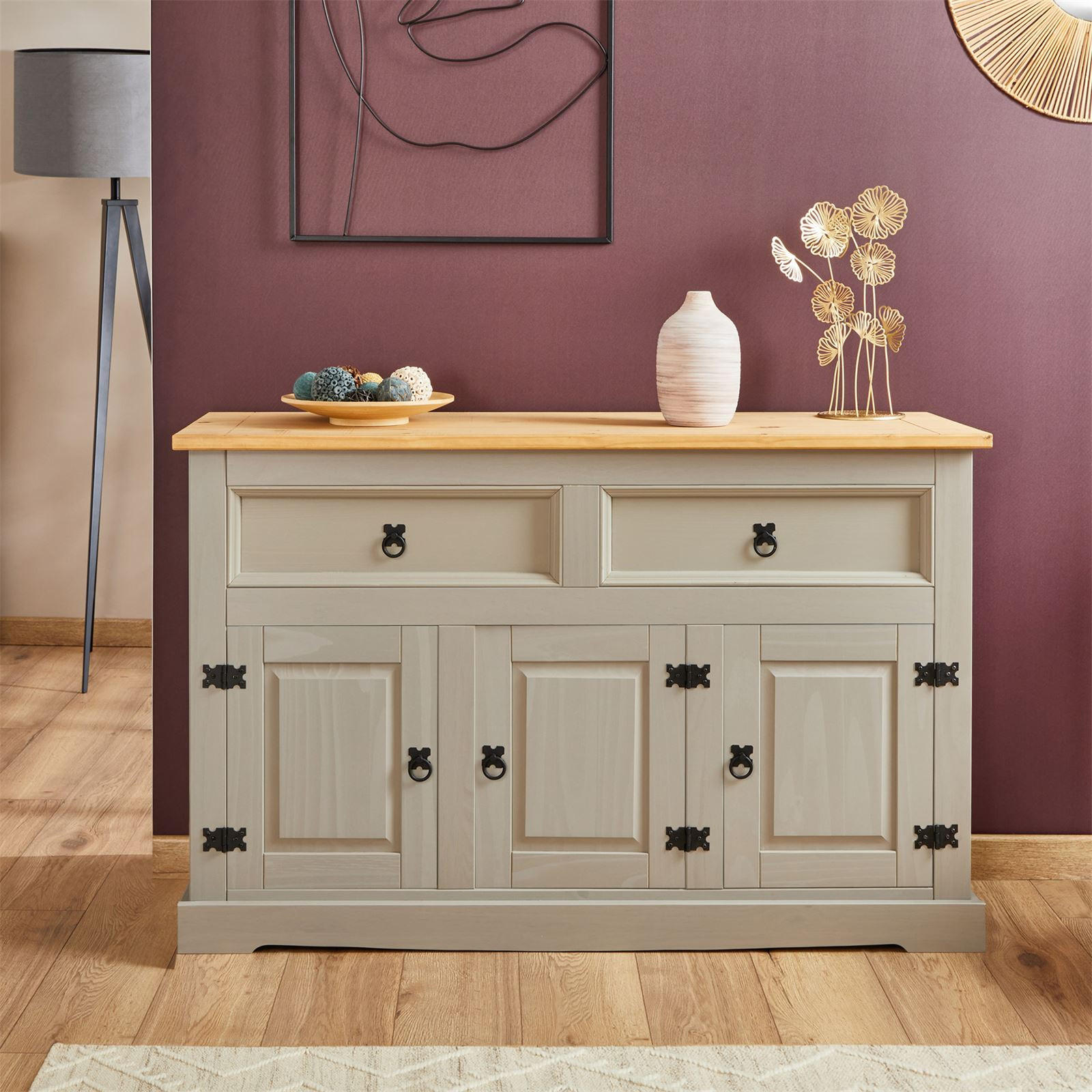 ANRICHTE TEQUILA - Braun/Grau, Holz (133/85/44cm) - IDIMEX