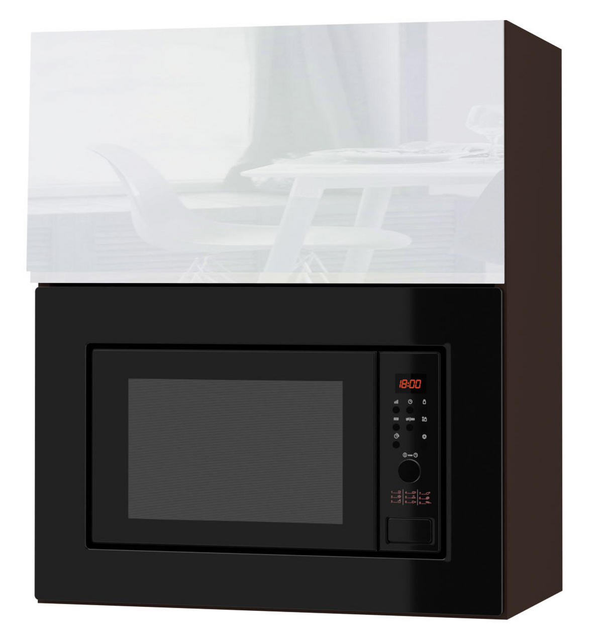 MIKROWELLENUMBAUSCHRANK Avellino W2MK/60 weiß Acryl Hochglanz / Lava 60 / 32,5 / 72cm - Dunkelgrau/Weiß Hochglanz, Holz/Holzwerkstoff (60/72/32.5cm) - Feldmann-Wohnen