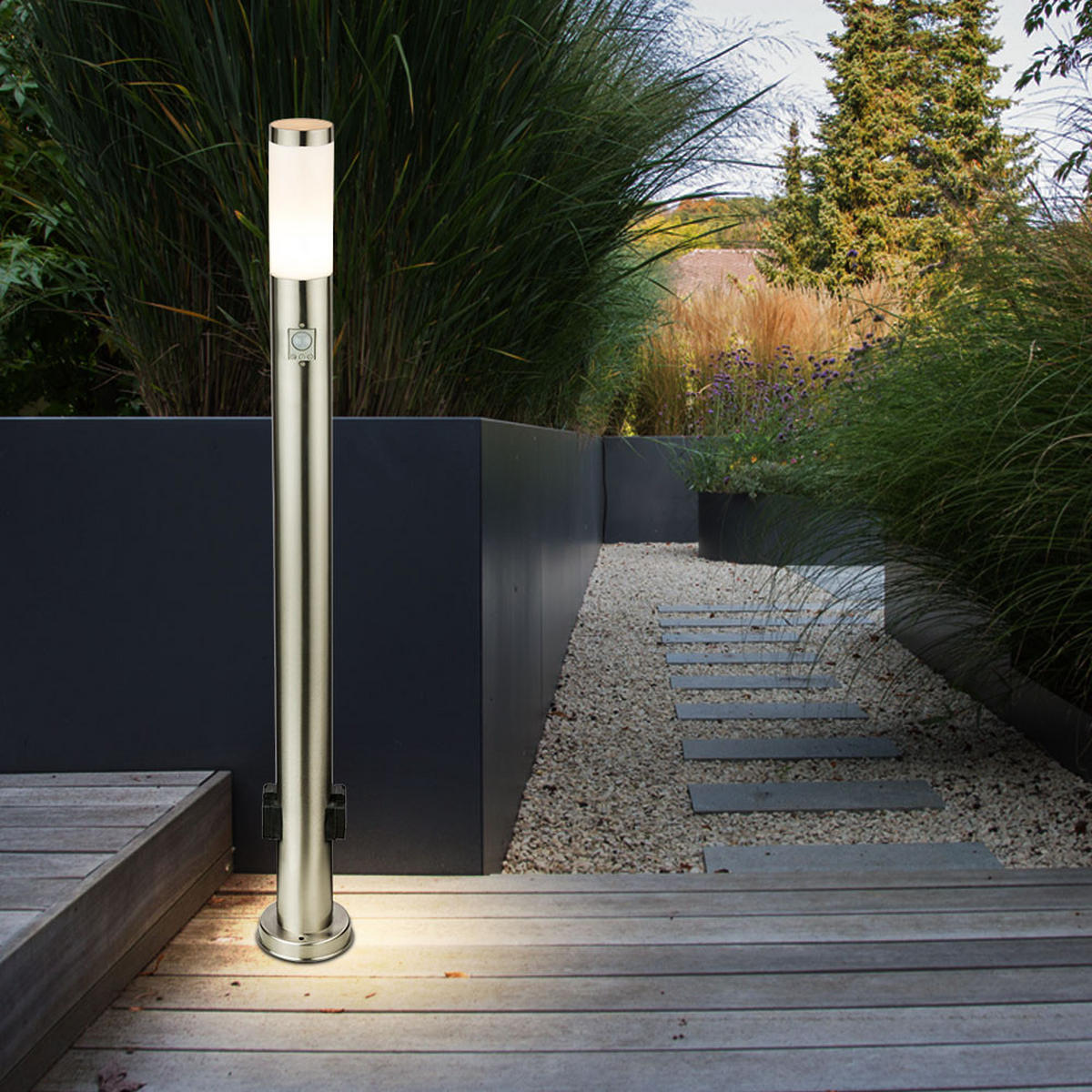 LED STEHLAMPE BOSTON Silber Modern 2er Set - Silberfarben, Metall (7.6/7.6/110cm) - Globo Lighting