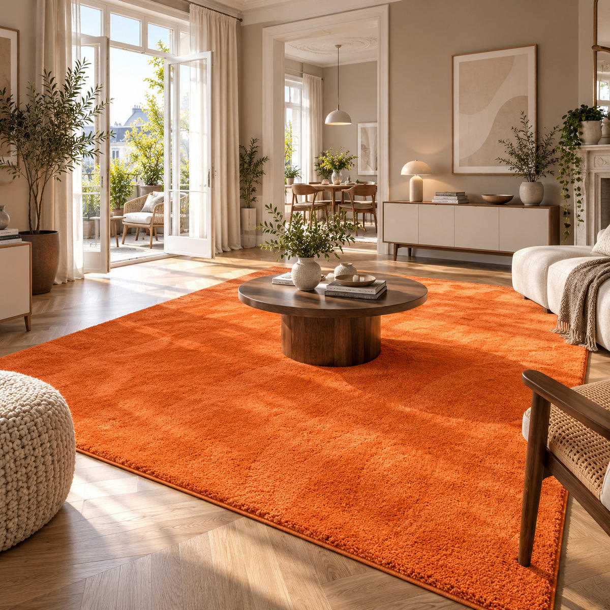 HOCHFLOR SHAGGY TEPPICH PALACE - Orange, Textil (80/320cm) - Snapstyle