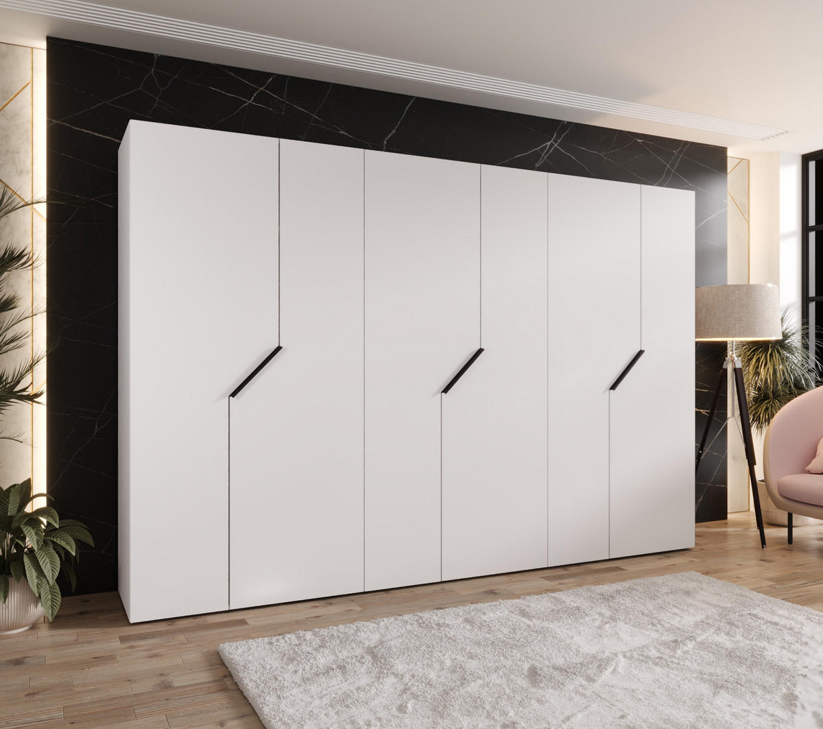 DREHTÜRENSCHRANK 202/300/52 6-türig - Schwarz/Weiß, Holz/Metall (300/202/52cm) - Abiks Möbel