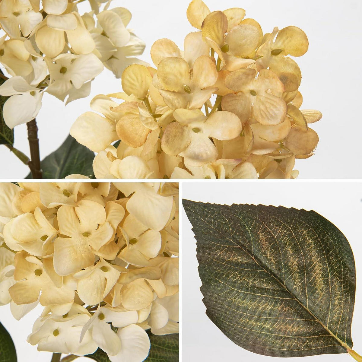 KUNSTBLUMEN 3er Set Hortensie Rispenform 73CM Antique Weiß - Multicolor, Kunststoff (70cm)