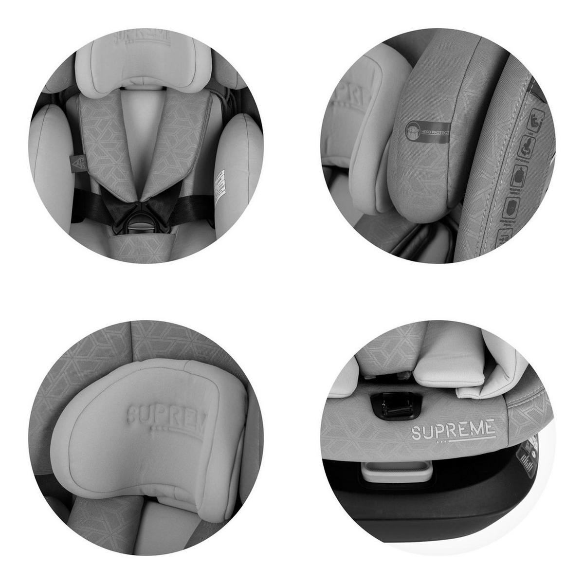 KINDERSITZ i-Size Supreme grau (40-150 cm) verstellbar 360° drehbar Isofix - Grau, Kunststoff (44/75/45cm) - Chipolino
