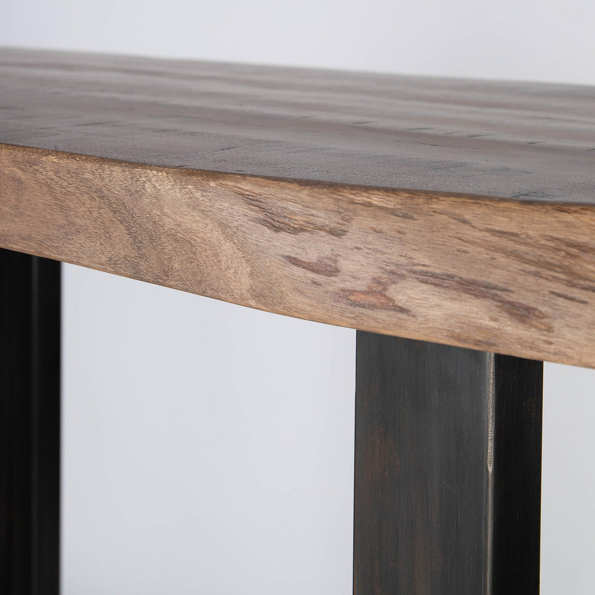 BARTISCH - Akazie massiv / Eisen - Anthrazit/Akaziefarben, Holz/Metall (55/120/105cm) - home24