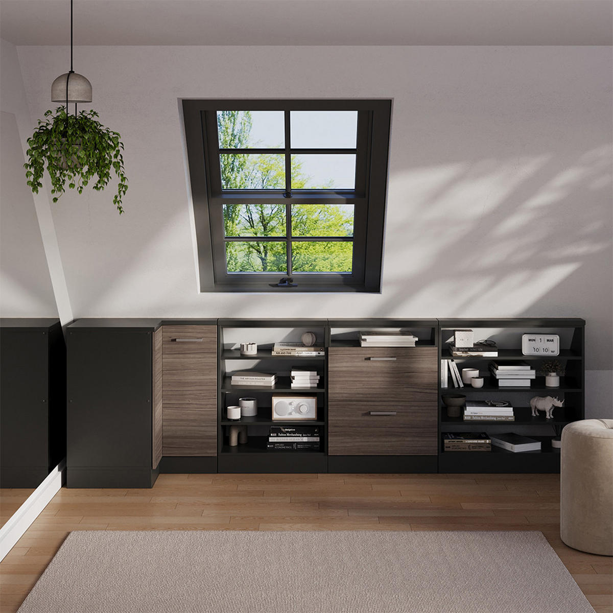 DACHSCHRÄGENSCHRANK ECKSCHRANK Rion Edelgrau/Anthrazit 75.6 x 81.6 cm mit 1 Tür - Anthrazit/Grau, Holzwerkstoff (75.6/81.6/75.6cm) - Vicco