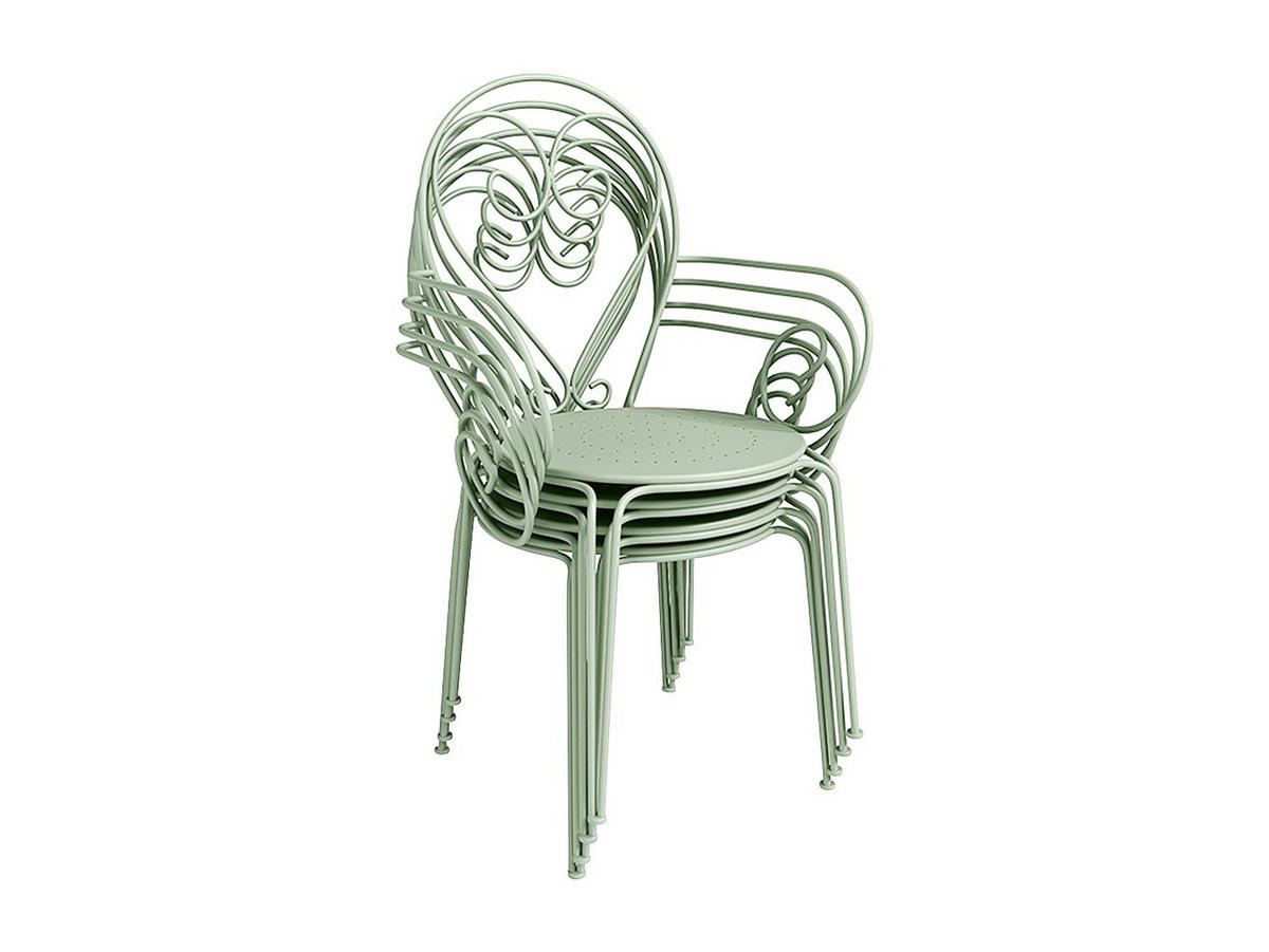 GARTENSTUHL - 48 cm x 52 cm - Metall - Mandelgrün - GUERMANTES - Grün, Metall (48/89/52cm) - Vente-Unique