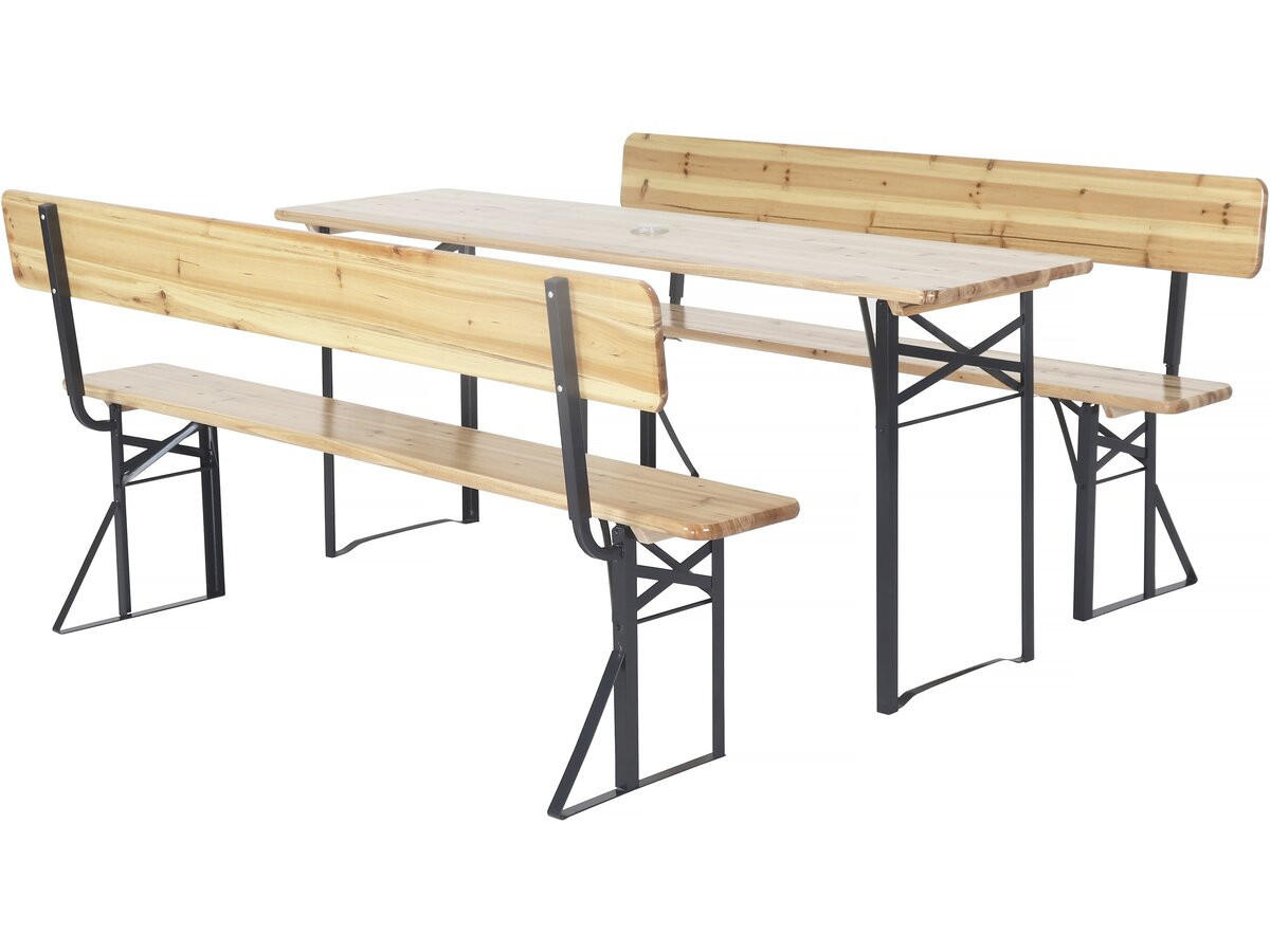 BIERTISCHGARNITUR Lisbonne 180 mit Rückenlehne Braun - Braun, Holz/Metall - Habitat Garten