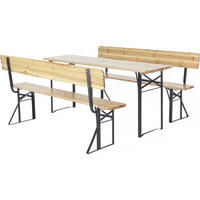 BIERTISCHGARNITUR Lisbonne 180 mit Rückenlehne Braun - Braun, Holz/Metall - Habitat Garten