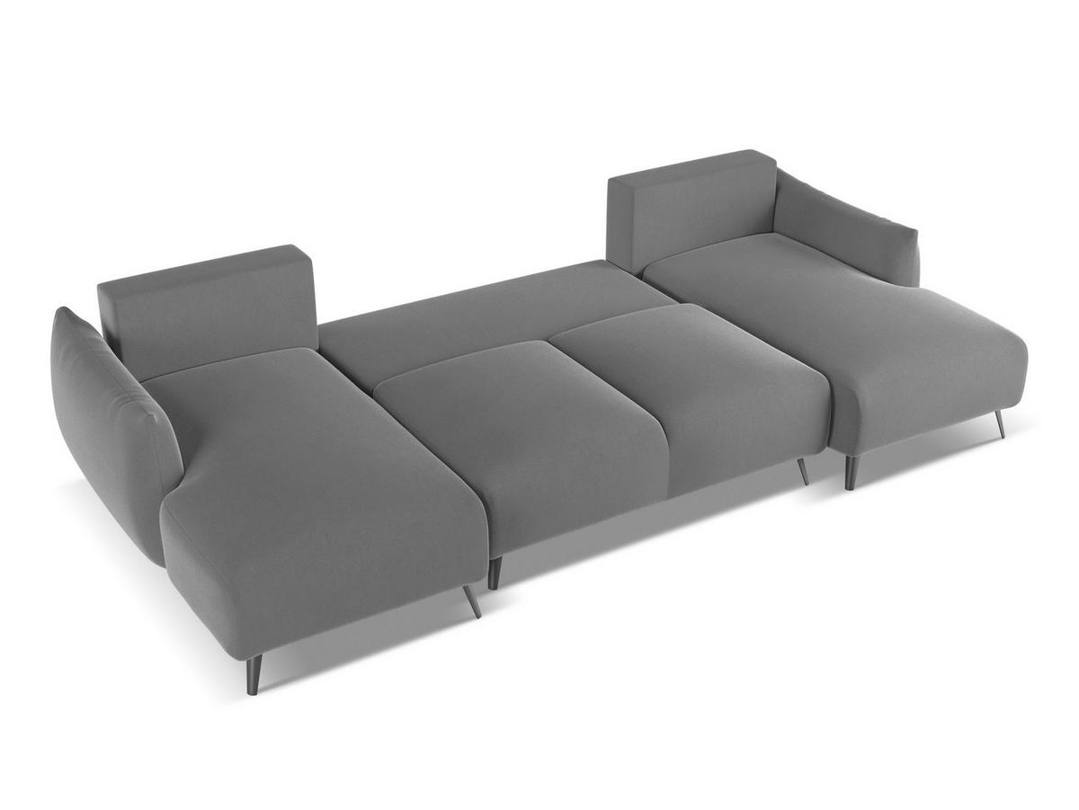 WOHNLANDSCHAFT Samt Stoff Grau - Schwarz/Grau, Textil/Metall (317/86/162cm) - Makamii
