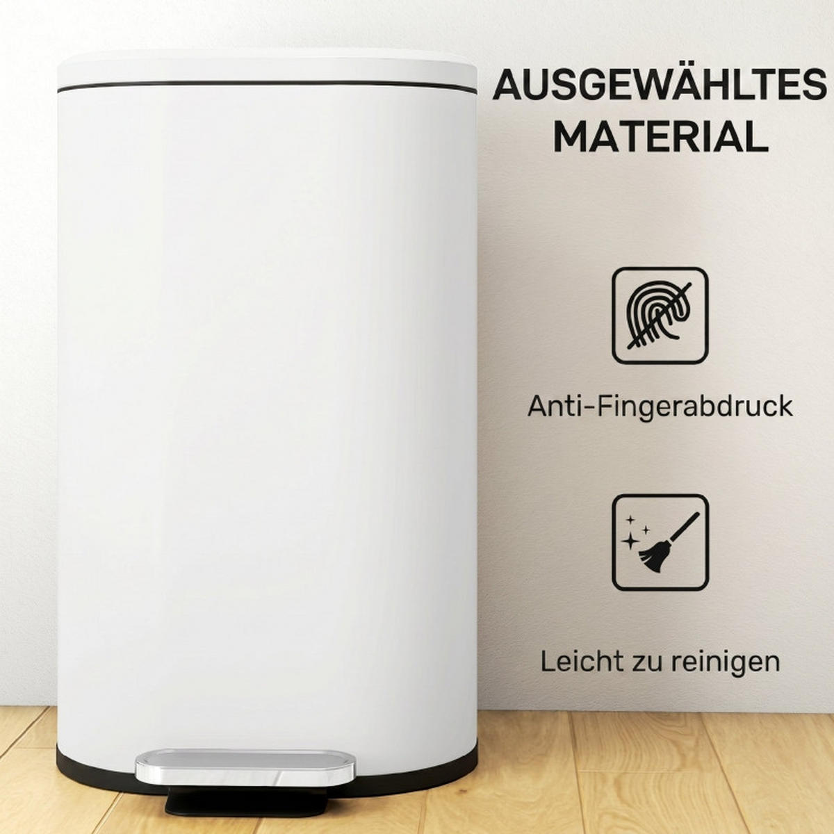 ABFALLEIMER - Creme, Metall (31/61/36.5cm)