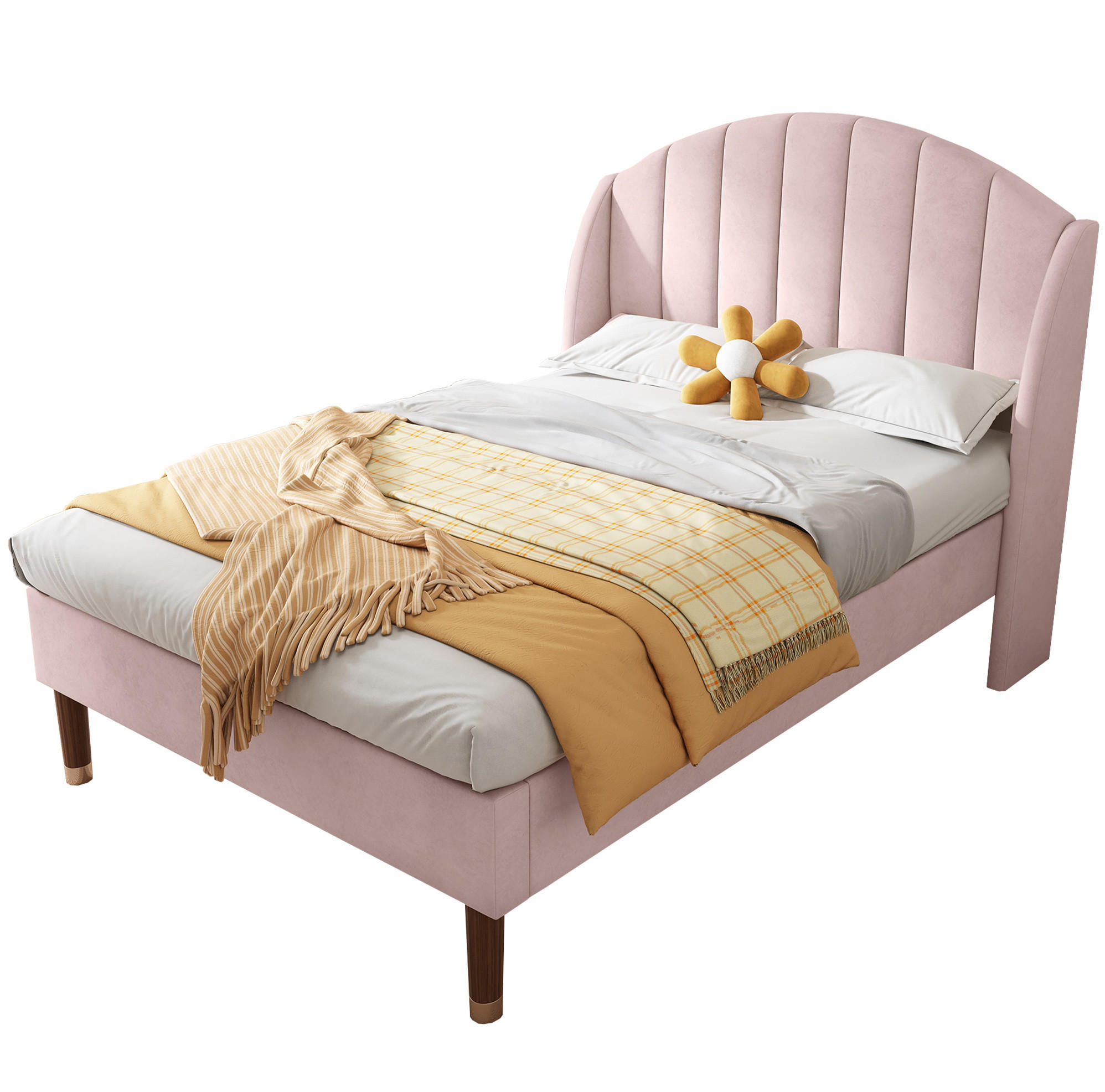 POLSTERBETT 90/200 cm Pink aus Samt mit Lattenrost - Rosa, Textil (90/200cm) - OKMYHOME