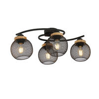 LED DECKENLEUCHTE Metall Schwarz Gitteroptik - Schwarz, Holz (60/35/22cm) - Globo Lighting