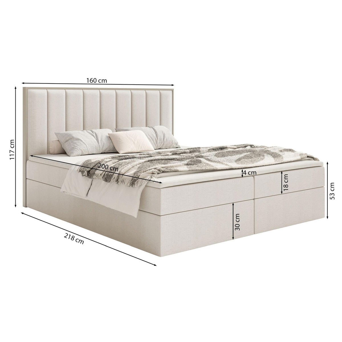 BOXBETT Togents Hellbeige Chenille hydrophob 160x200 cm - Ecru, Textil (160/200cm) - Selsey