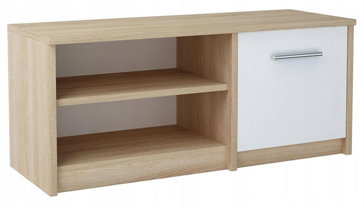 FERNSEHKOMMODE BODO 1D Sonoma Eiche-Weiß 98/35/42 cm - Weiß/Sonoma Eiche, Holzwerkstoff (98/42/35cm) - Matkam Möbel