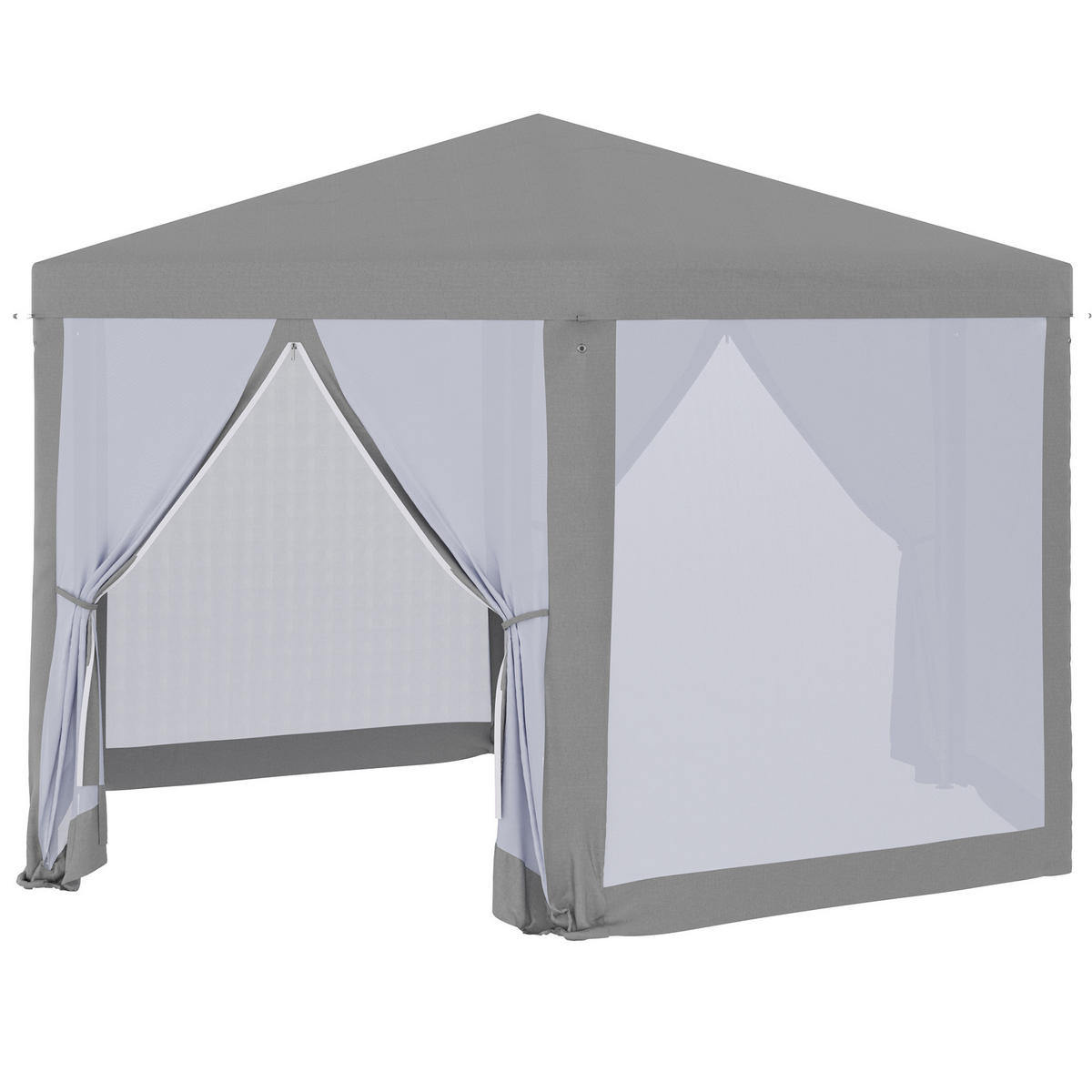 PAVILLON DE-12589 mit Moskitonetzen Grau - Grau, Metall (350/250/400cm) - ComfortXL