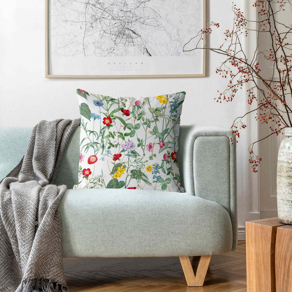 KISSENBEZUG Wildblumen auf Weiß 40/40 cm - Multicolor, Textil (40/40cm) - Bilderwelten