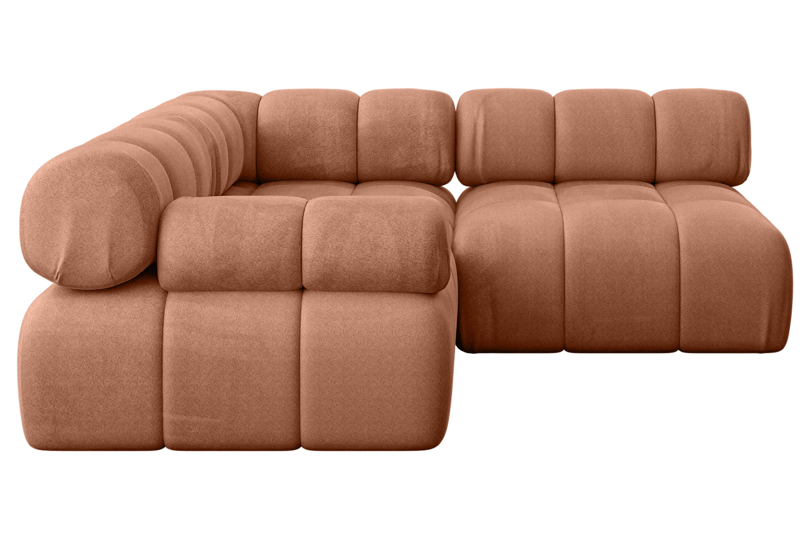 ECKSOFA modulares Sofa Mende-L1 - 190x190x70 cm Apricot Velours - Koralle, Holzwerkstoff/Textil (190/190cm) - ALTDECOR