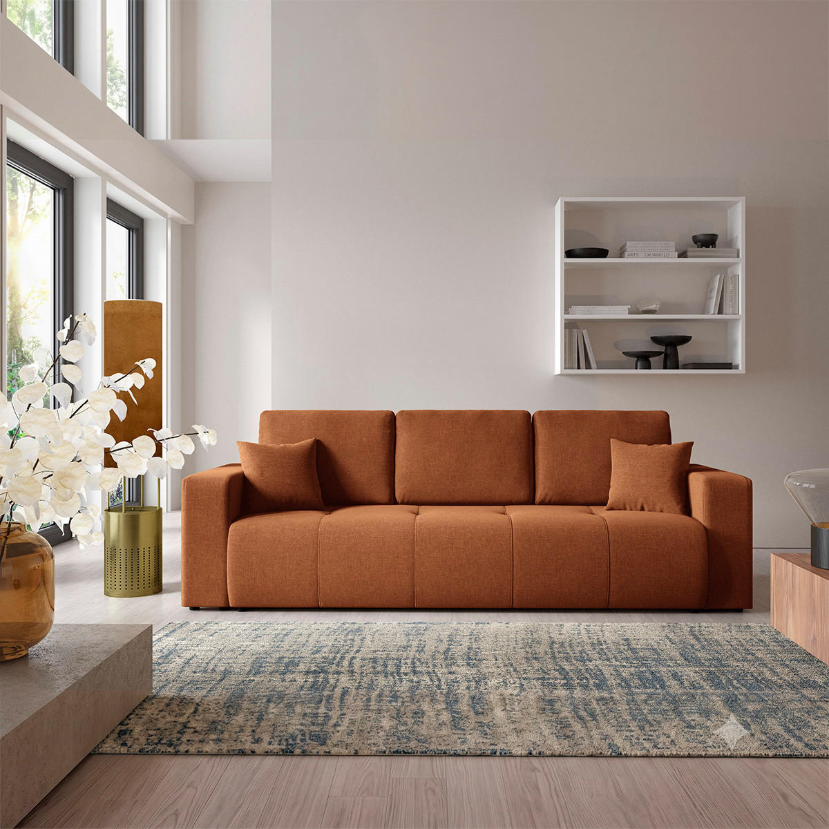 SOFA Giulia 3 Sitzplätze Terrakotta - Orange, Holz (244/82/102cm) - Petits-meubles