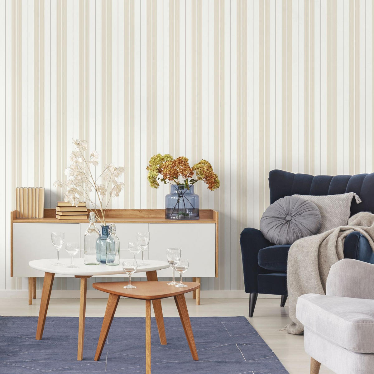 TAPETE Streifen 53 cm x 10.05 m - Beige, Papier (53/1000cm) - Sanders & Sanders