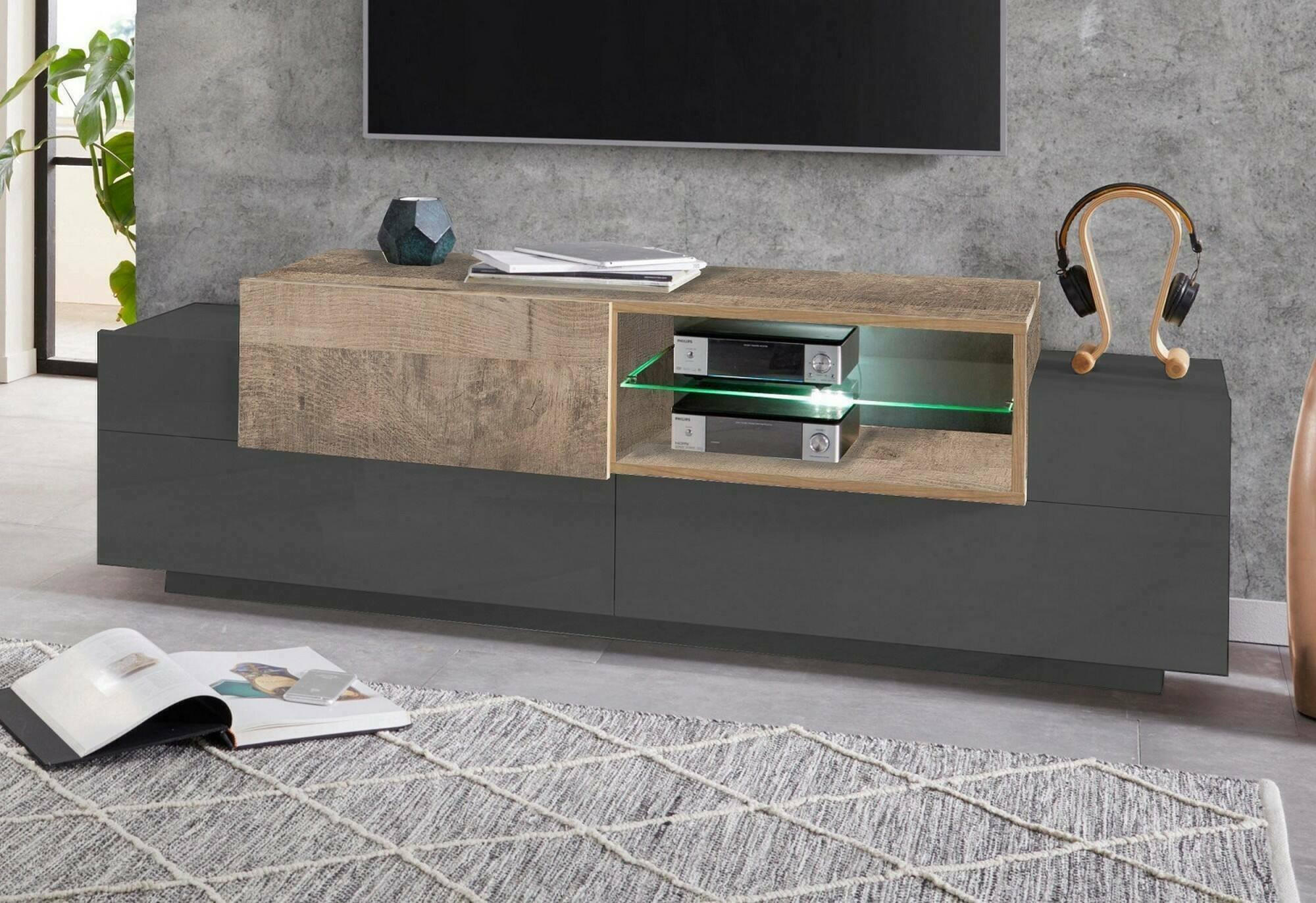 FERNSEHSCHRANK Anthrazit, Ahorn 45/160/51 cm - Schwarz, Holzwerkstoff (160/51/45cm) - DMORA