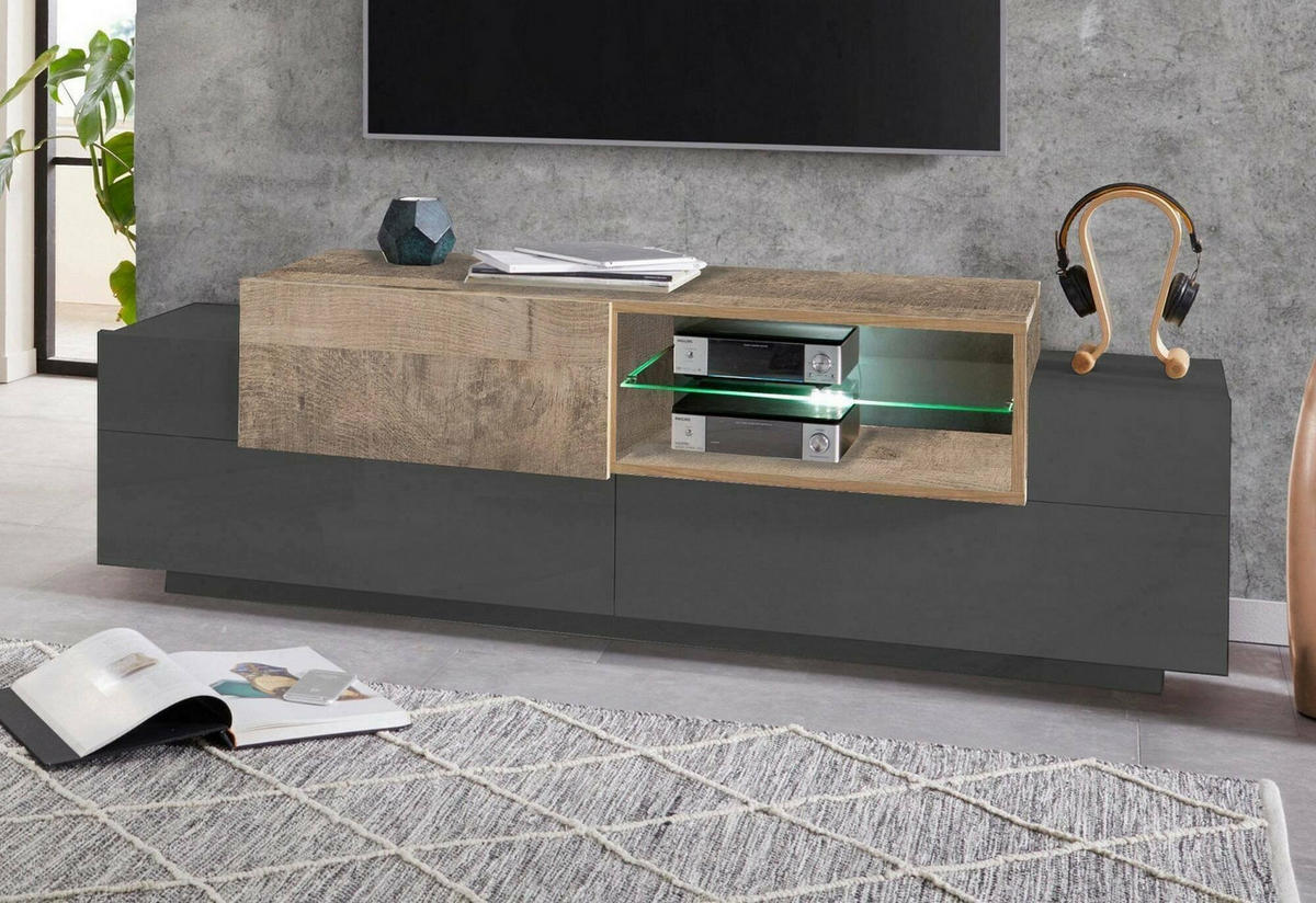 FERNSEHSCHRANK Anthrazit, Ahorn 45/160/51 cm - Schwarz, Holzwerkstoff (160/51/45cm) - DMORA