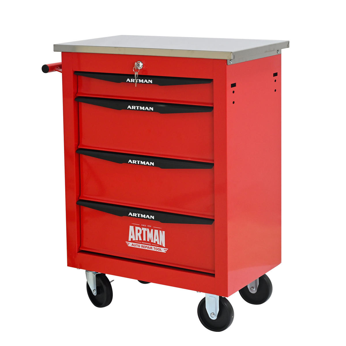 KOMBINATIONSKOFFER – 4 Schubladen, rot - Multicolor, Metall (34.5/78/62.5cm) - DCA